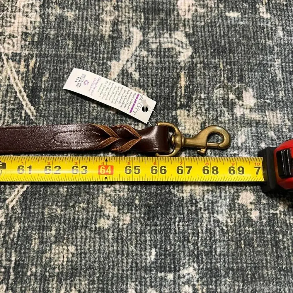 New Scott Pet Leather Dog Leash Brown Brass Snap 6ft